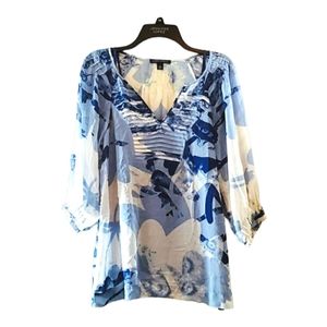 Banana Republic 100% Silk Abstract FloraPrint Tunic Top & Cami adjustable straps